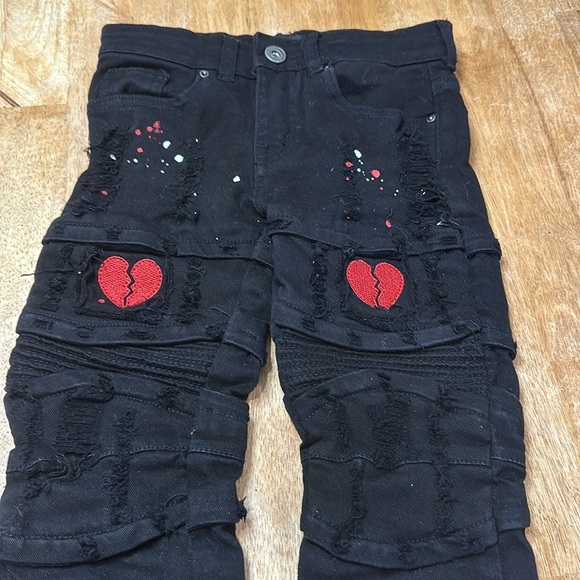 Focus Kids Jeans - Red Heartbreaker Jeans, adjustable waist, size 6 - Picture 2 of 5